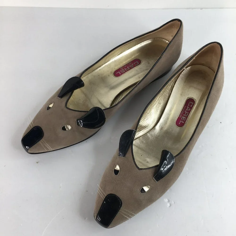 Carel Paris Mouse Tan Suede Leather Flats Size 39.5